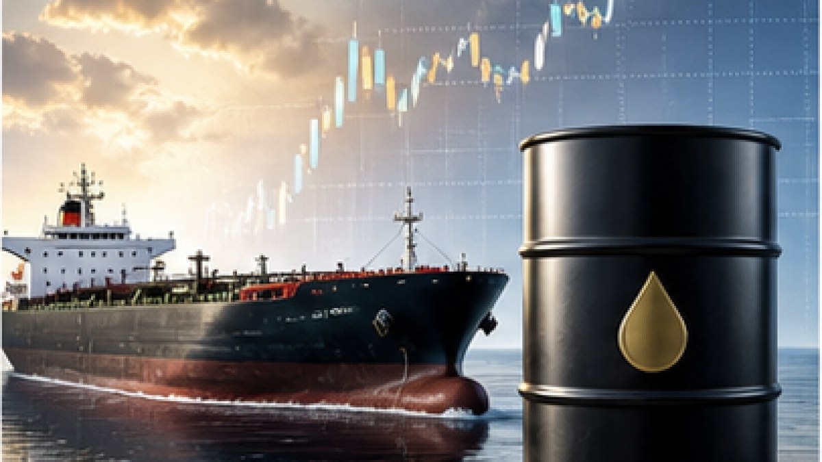 イラン情勢と原油高リスクを考慮する石油タンカーと価格チャートのイメージ